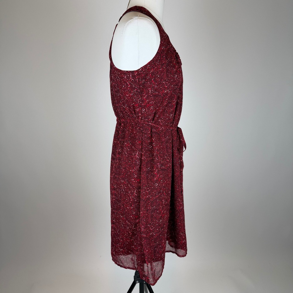Converse One Star Maroon Paisley Tie Belt Sleeveless Mini Dress Womens XS Boho - Picture 3 of 10